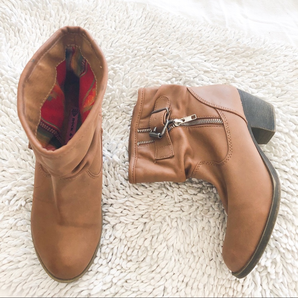 ROCK CANDY faux leather slouchy ankle booties 8.5
